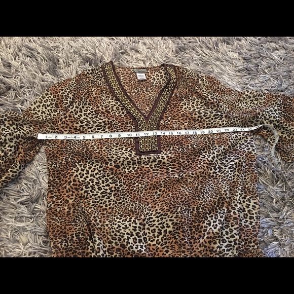 🐆🖤Sheer Leopard Print Top w/Leather/Chain Deco - Picture 6 of 8